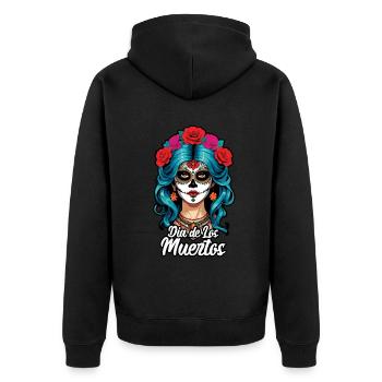 La Catrina Floral Muertos Tag Des Toten Halloween - Unisex Premium Bio Zip Hoodie - Schwarz - Hinten - Nico (187cm)