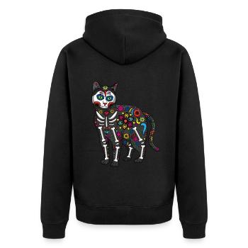 Chat effrayant Floral Muertos Jour Des Morts Halloween - Veste à capuche bio Premium Unisexe - noir - Dos - Nico (187cm)
