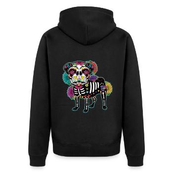 Carlin Floral Squelette Muertos Jour Des Morts Halloween - Veste à capuche bio Premium Unisexe - noir - Dos - Nico (187cm)