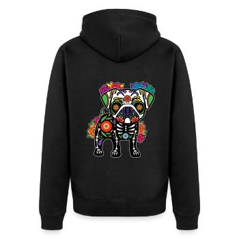 Carlin Floral Squelette Muertos Jour Des Morts - Veste à capuche bio Premium Unisexe - noir - Dos - Nico (187cm)