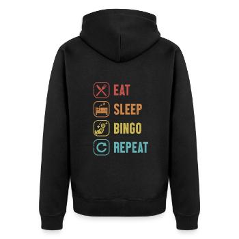 Eat Sleep Bingo Repeat Daubers Professional - Unisex Premium Organic Zip Hoodie - black - Back - Nico (187cm)