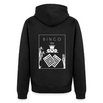 Bingo Chinese Hanzi Professional Caller Daubers - Unisex Premium Organic Zip Hoodie - black - Back - Nico (187cm)