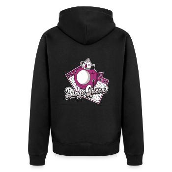 Bingo Queen Professional Caller Daubers Bingo - Unisex Premium Organic Zip Hoodie - black - Back - Nico (187cm)