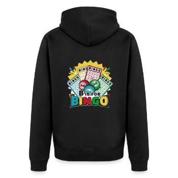 B Is For Bingo Daubers Professional Caller Bingo - Unisex Premium Organic Zip Hoodie - black - Back - Nico (187cm)