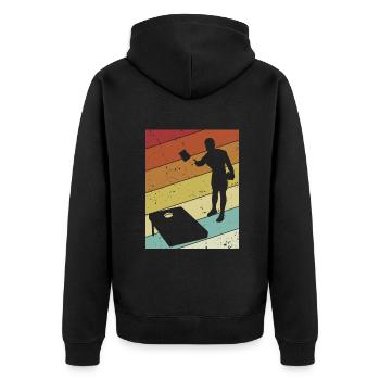 Plateaux de jeu rétro Pouf Cornhole professionnel - Veste à capuche bio Premium Unisexe - noir - Dos - Nico (187cm)