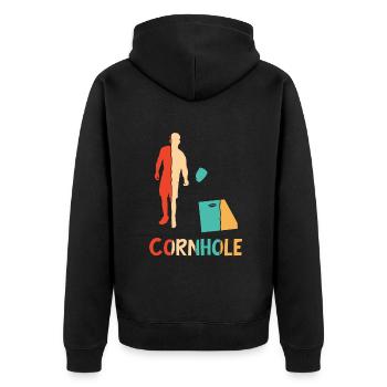 Plateaux de jeu rétro Pouf Cornhole professionnel - Veste à capuche bio Premium Unisexe - noir - Dos - Nico (187cm)