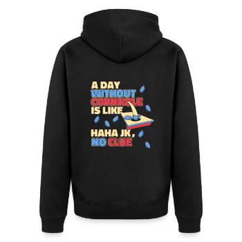 Ein Tag ohne Cornhole ist wie ein Sitzsack mit Brettern - Unisex Premium Bio Zip Hoodie - Schwarz - Hinten - Nico (187cm)