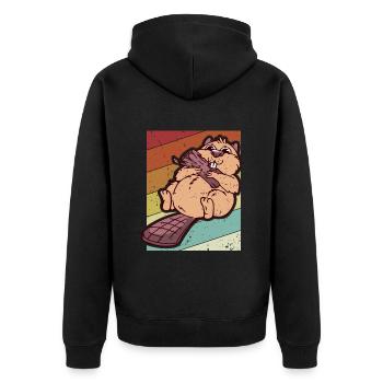 Retro Eurasischer Castor Canadensis Nordamerikanisch - Unisex Premium Bio Zip Hoodie - Schwarz - Hinten - Nico (187cm)