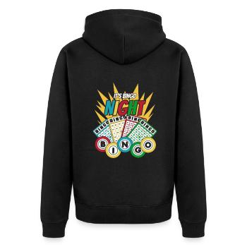It's Bingo Night Caller Daubers Professional Bingo - Unisex Premium Organic Zip Hoodie - black - Back - Nico (187cm)