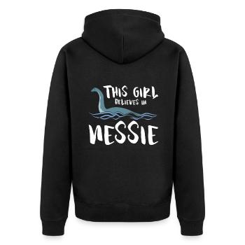 Mädchen Glaubt An Nessie Loch Ness Cryptid - Unisex Premium Bio Zip Hoodie - Schwarz - Hinten - Nico (187cm)