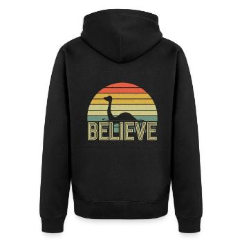 Believe Nessie Loch Ness Cryptide Rétro Vintage - Veste à capuche bio Premium Unisexe - noir - Dos - Nico (187cm)