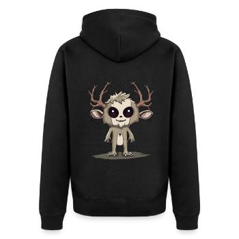 Niedliches Kawaii Wendigo Kryptid Monster - Unisex Premium Bio Zip Hoodie - Schwarz - Hinten - Nico (187cm)