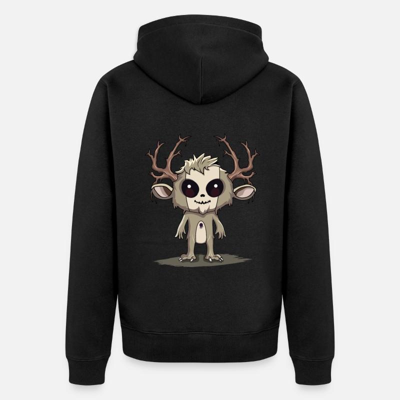 Mignon Kawaii Wendigo Cryptide Monstre - Veste à capuche bio Premium Unisexe - noir