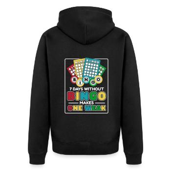 7 jours sans bingo rendent un suiveur faible - Veste à capuche bio Premium Unisexe - noir - Dos - Nico (187cm)