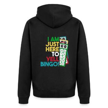 Nur hier, um Bingo zu schreien Professioneller Anrufer - Unisex Premium Bio Zip Hoodie - Schwarz - Hinten - Nico (187cm)