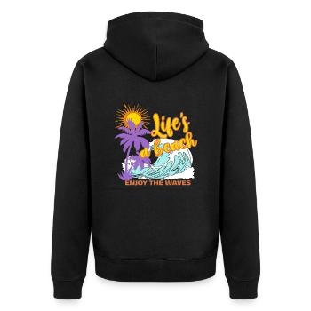 La vie est une plage - Profitez des vagues - Veste à capuche bio Premium Unisexe - noir - Dos - Nico (187cm)