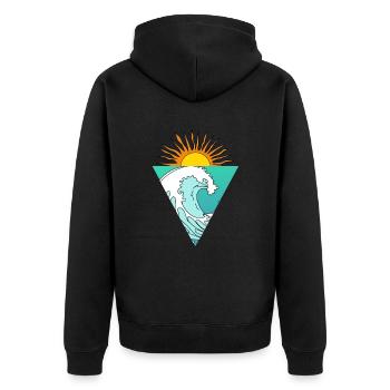 Wave Sun Sea Triangle Retro Logo Triangle - Unisex Premium Organic Zip Hoodie - black - Back - Nico (187cm)