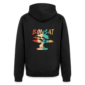 Retro Bonsai Pots Penjing Indoor Bonsai - Unisex Premium Organic Zip Hoodie - black - Back - Nico (187cm)