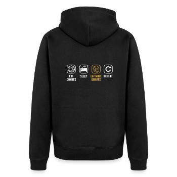 Donuts essen Schlaf Mehr Donuts essen Donut wiederholen - Unisex Premium Bio Zip Hoodie - Schwarz - Hinten - Nico (187cm)