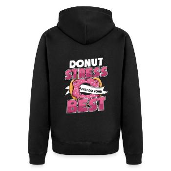 Donut-Stress mach einfach dein Bestes Donut-glasiert - Unisex Premium Bio Zip Hoodie - Schwarz - Hinten - Nico (187cm)