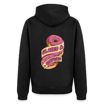 Glasierter und verwirrter Donut-glasierter Maker-Liebhaber - Unisex Premium Bio Zip Hoodie - Schwarz - Hinten - Nico (187cm)