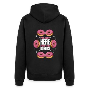 Just Here For The Donuts Doughnut Maker Glazed - Unisex Premium Organic Zip Hoodie - black - Back - Nico (187cm)