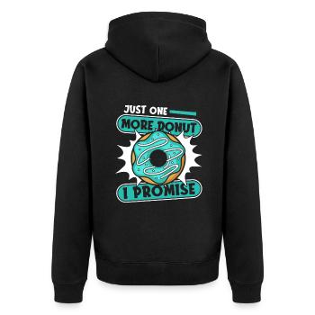Nur noch ein Donut, ich verspreche, Donut, glasiert - Unisex Premium Bio Zip Hoodie - Schwarz - Hinten - Nico (187cm)