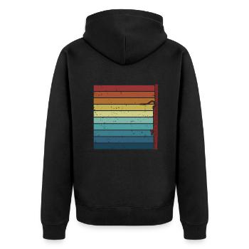 Retro Fagott Instrument Aerophone Music Player - Unisex Premium Bio Zip Hoodie - Schwarz - Hinten - Nico (187cm)