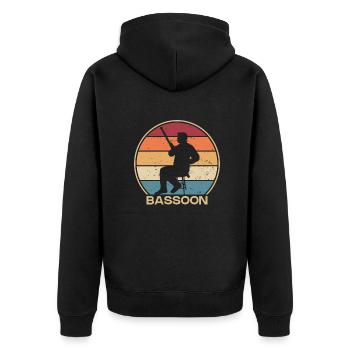 Retro Fagott Instrument Aerophone Music Player - Unisex Premium Bio Zip Hoodie - Schwarz - Hinten - Nico (187cm)