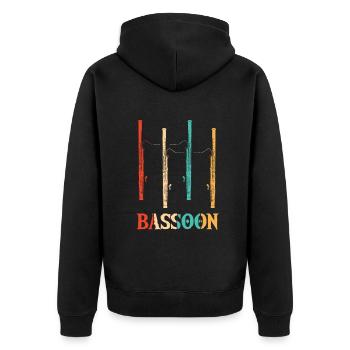 Retro Fagott Instrument Aerophone Music Player - Unisex Premium Bio Zip Hoodie - Schwarz - Hinten - Nico (187cm)