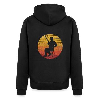 Retro Aerophone Fagott Instrument Music Player - Unisex Premium Bio Zip Hoodie - Schwarz - Hinten - Nico (187cm)