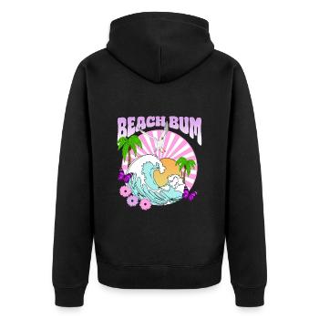 Beach Bum - Sea Palm Trees Seagull Vintage Flowers Sun - Unisex Premium Organic Zip Hoodie - black - Back - Nico (187cm)