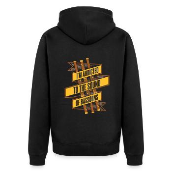 Süchtig nach dem Klang der Fagotte Aerophon-Musik - Unisex Premium Bio Zip Hoodie - Schwarz - Hinten - Nico (187cm)