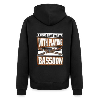 Ein guter Tag beginnt mit dem Spielen von Aerophone-Musik - Unisex Premium Bio Zip Hoodie - Schwarz - Hinten - Nico (187cm)
