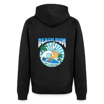 Beach Bum - Boat Palm Trees Sea Seagull Sunset - Unisex Premium Organic Zip Hoodie - black - Back - Nico (187cm)