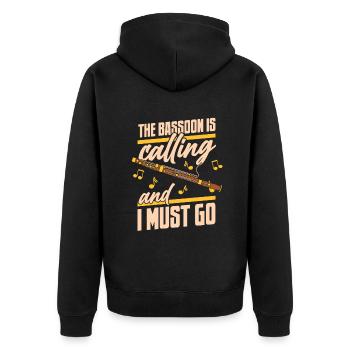 Fagott ruft und ich muss gehen Aerophone Musik - Unisex Premium Bio Zip Hoodie - Schwarz - Hinten - Nico (187cm)