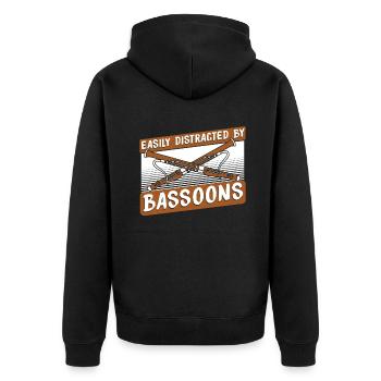 Leicht ablenkbar durch Fagotte Aerophon Musik - Unisex Premium Bio Zip Hoodie - Schwarz - Hinten - Nico (187cm)