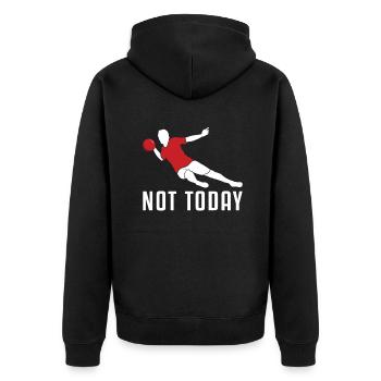 Nicht heute Spiel Prisonball Teamspieler Völkerball - Unisex Premium Bio Zip Hoodie - Schwarz - Hinten - Nico (187cm)