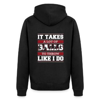 Es braucht viele Bälle Prisonball Teamspiel - Unisex Premium Bio Zip Hoodie - Schwarz - Hinten - Nico (187cm)