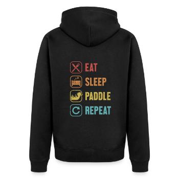 Eat Sleep Paddle Repeat Paddler Drummer Team - Unisex Premium Organic Zip Hoodie - black - Back - Nico (187cm)