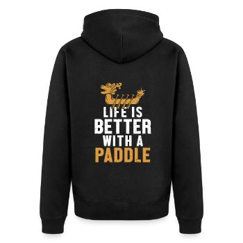 Life is Better with a Paddle Paddler Drummer - Unisex Premium Organic Zip Hoodie - black - Back - Nico (187cm)