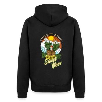 Pineapple Summer Sun Beach Hawaii - Sweet Vibes - Unisex Premium Organic Zip Hoodie - black - Back - Nico (187cm)