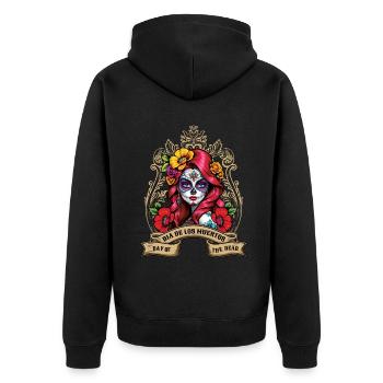 Mexican Floral Muertos Day Of Dead Halloween - Unisex Premium Organic Zip Hoodie - black - Back - Nico (187cm)