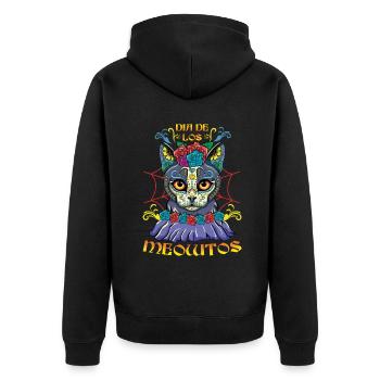 Dia De Los Meowtos Muertos Day Of Dead Halloween - Unisex Premium Organic Zip Hoodie - black - Back - Nico (187cm)