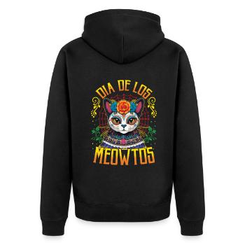 Dia De Los Cat Muertos Tag Des Toten Halloween - Unisex Premium Bio Zip Hoodie - Schwarz - Hinten - Nico (187cm)