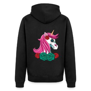 Licorne Floral Muertos Jour Des Morts Halloween - Veste à capuche bio Premium Unisexe - noir - Dos - Nico (187cm)