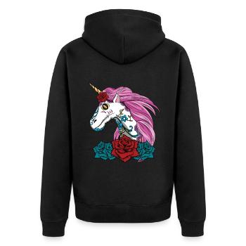 Unicorn Muertos Day Of Dead Halloween - Unisex Premium Organic Zip Hoodie - black - Back - Nico (187cm)