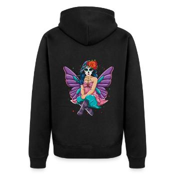 Fairy Muertos Tag der Toten Halloween - Unisex Premium Bio Zip Hoodie - Schwarz - Hinten - Nico (187cm)