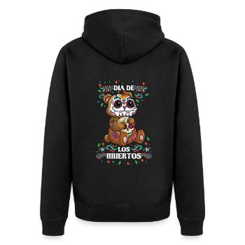 Süßer Bär Dia De Los Muertos Tag Des Toten Halloween - Unisex Premium Bio Zip Hoodie - Schwarz - Hinten - Nico (187cm)