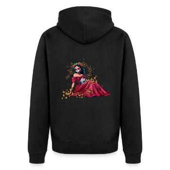 La Catrina Muertos Halloween Day Of Dead - Unisex Premium Organic Zip Hoodie - black - Back - Nico (187cm)